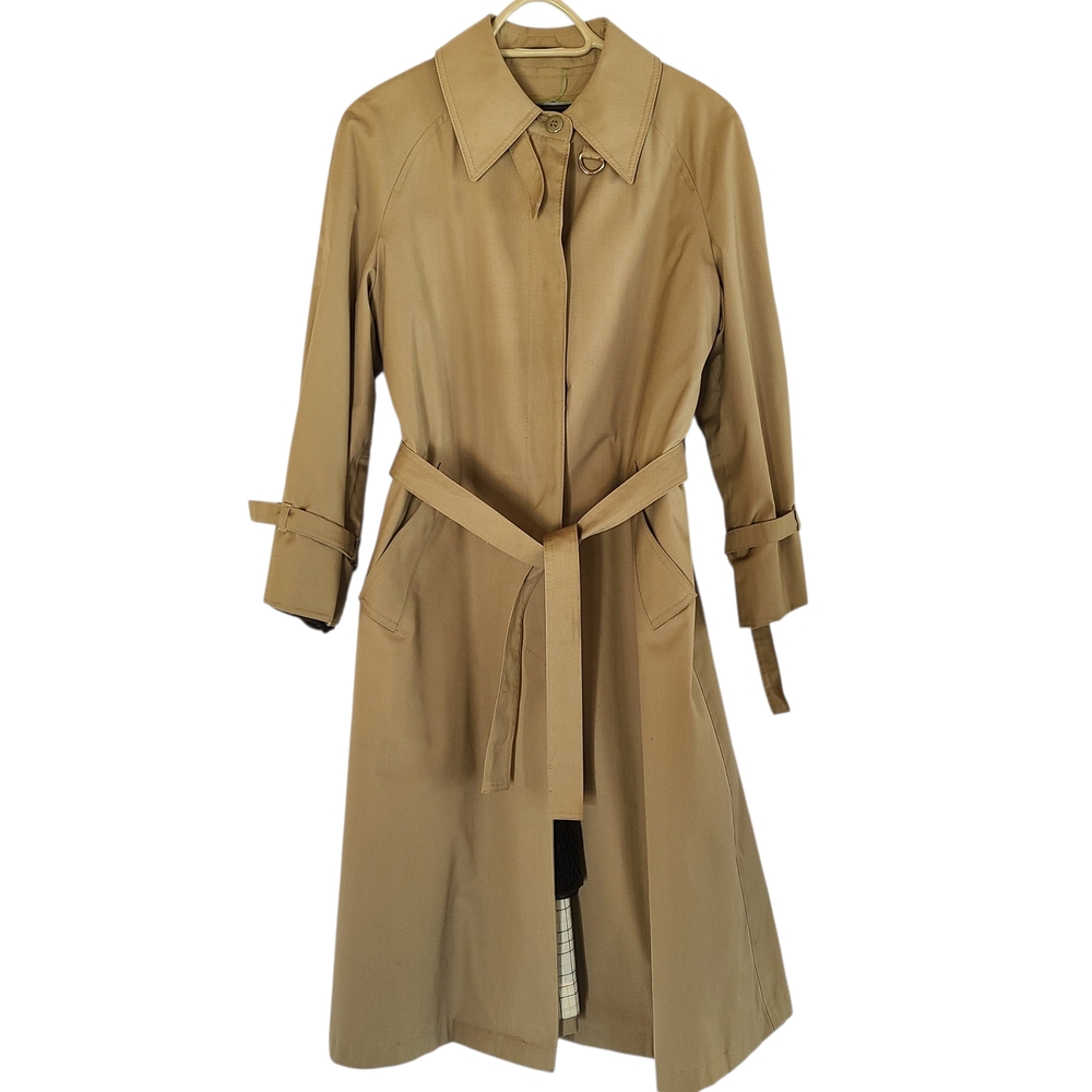 Vintage London Fog Maincoat Trench with Faux Fur Liner – Tan – Size 12